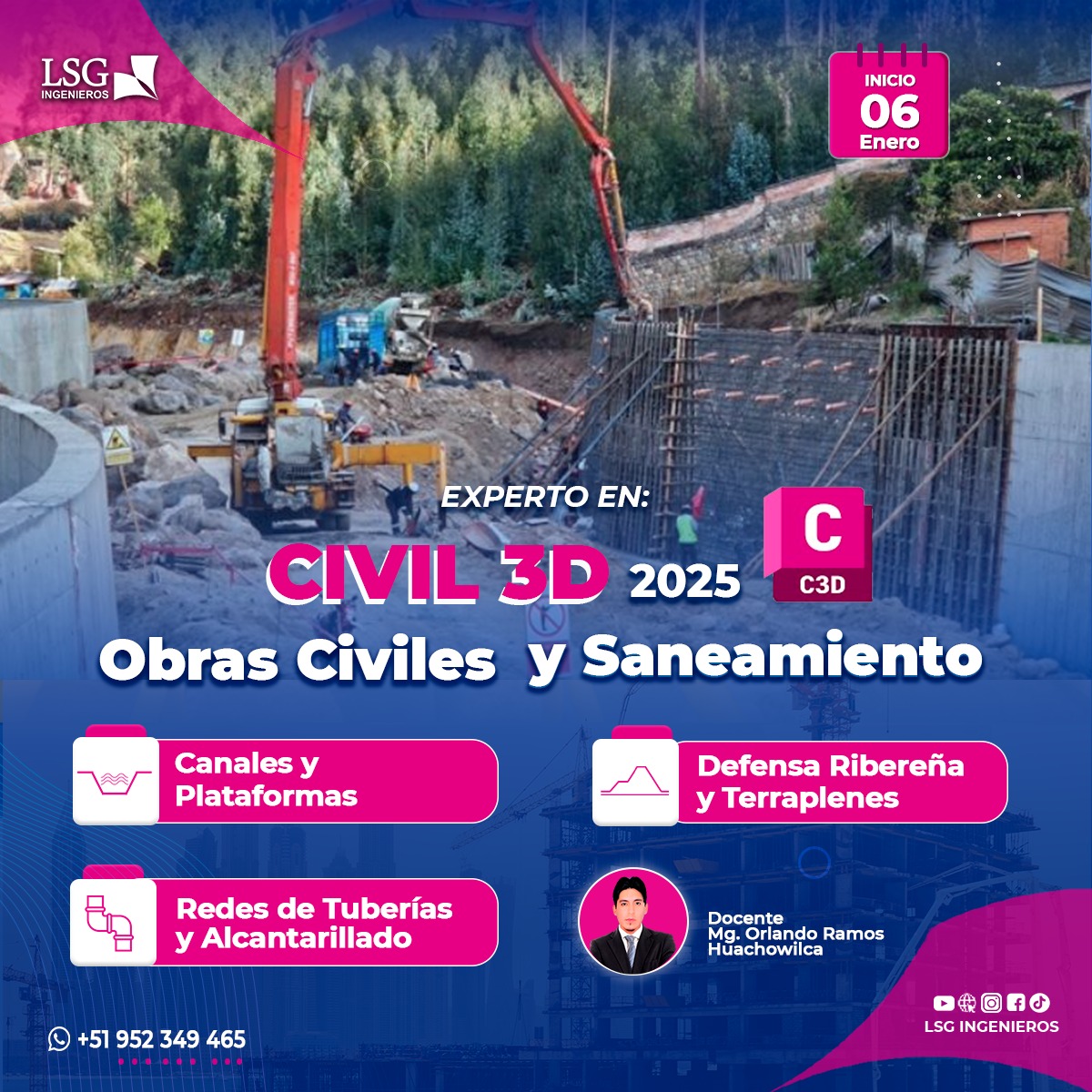 Experto en CIVIL 3D Obras civiles y saneamiento 2024 - III